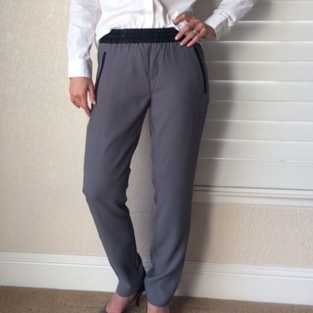 BR pants with faux leather waist